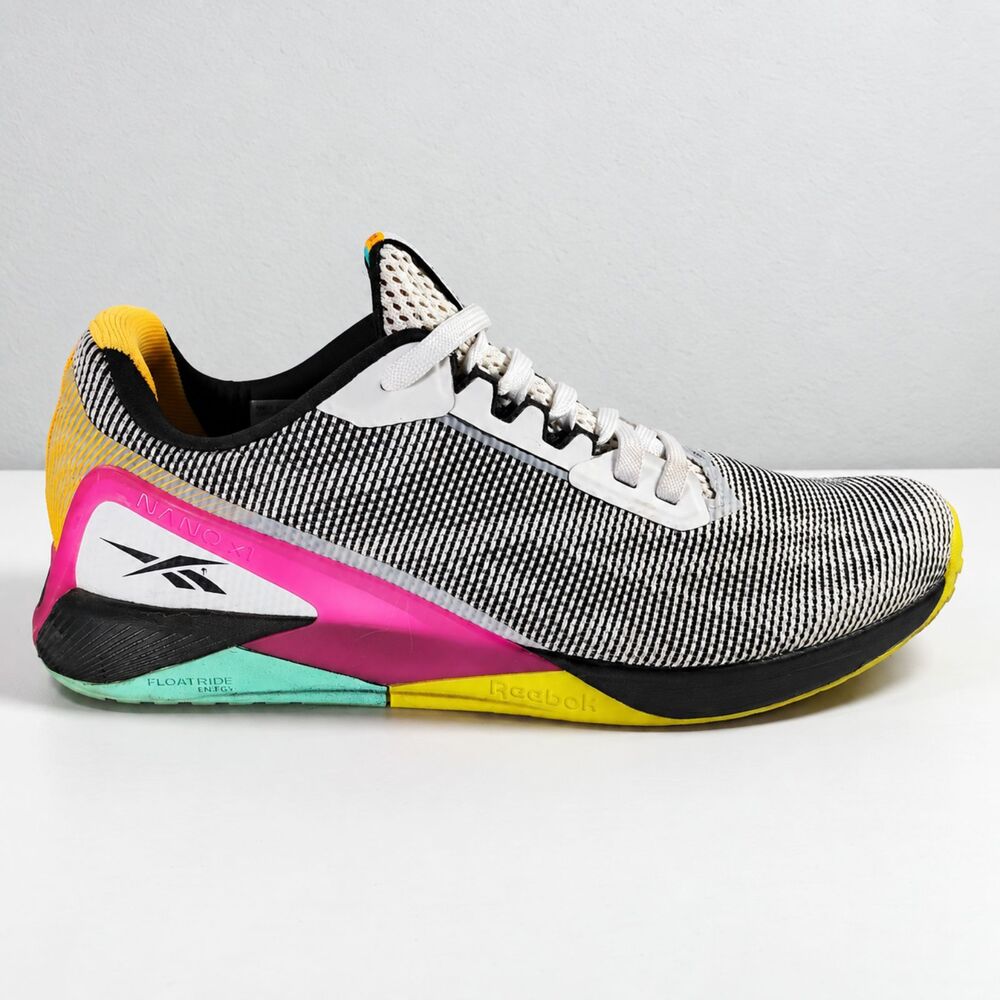 Reebok Nano X1 Grit Sneaker Men's US 10.5 White Black Pink Cross Training Shoes